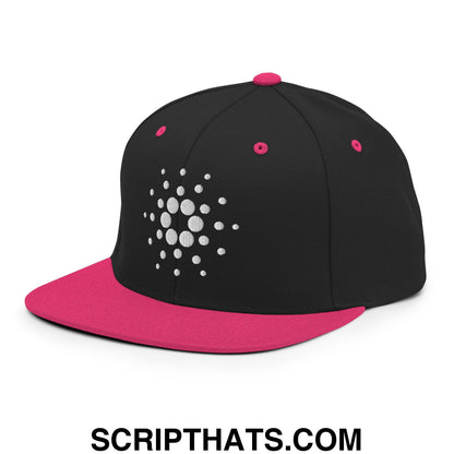 Cardano ADA Crypto Currency Embroidered Flat Brim Bill Snapback Hat Black Neon Pink