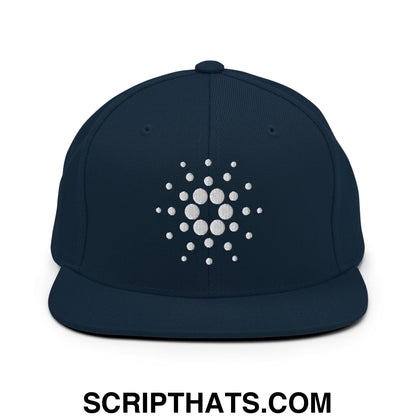 Cardano ADA Crypto Currency Embroidered Flat Brim Bill Snapback Hat Dark Navy