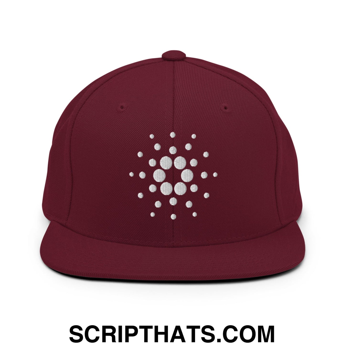 Cardano ADA Crypto Currency Embroidered Flat Brim Bill Snapback Hat Maroon