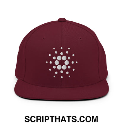 Cardano ADA Crypto Currency Embroidered Flat Brim Bill Snapback Hat Maroon