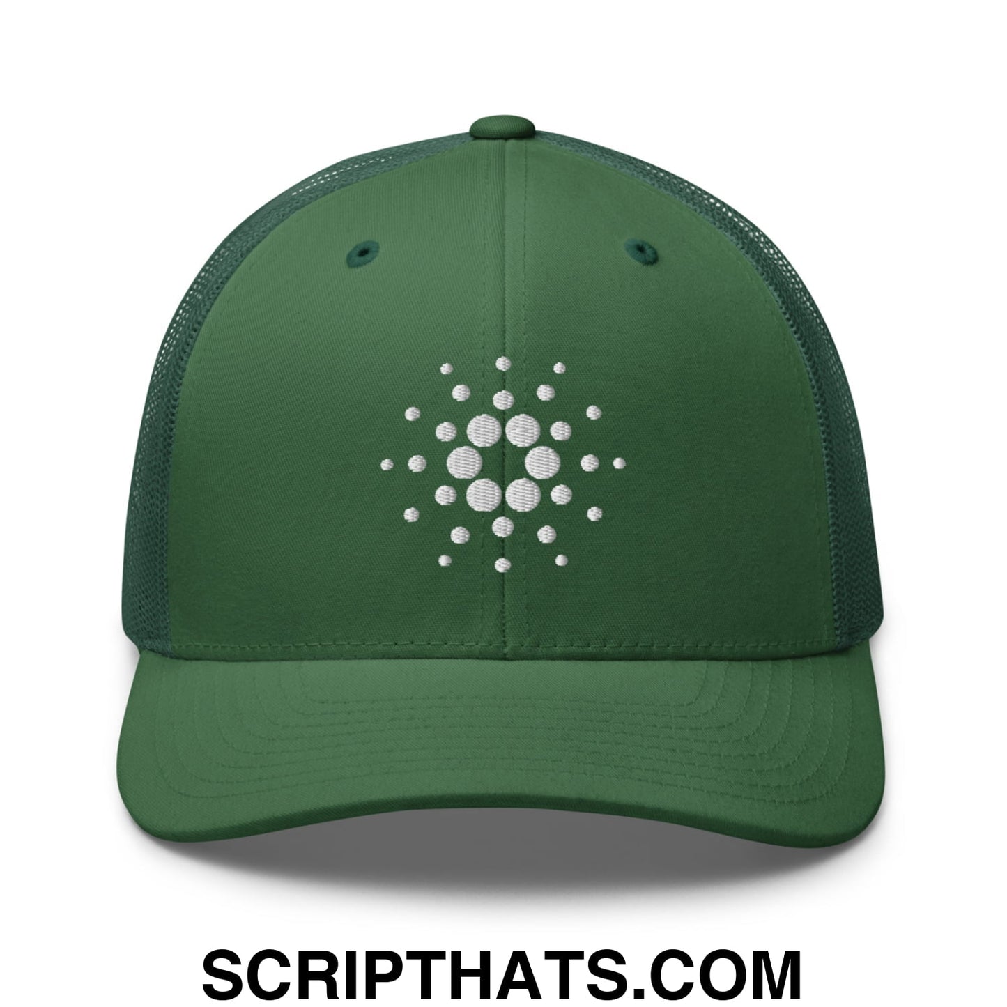 Cardano ADA Crypto Currency Embroidered Mesh Trucker Hat Evergreen
