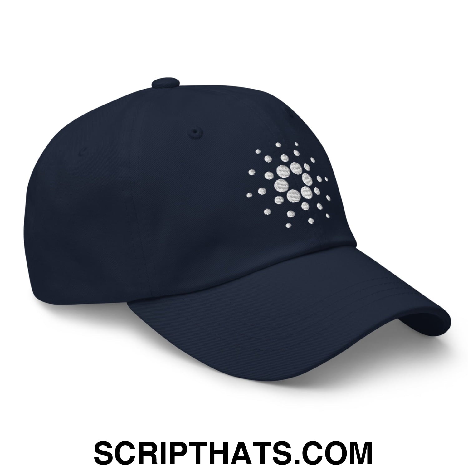 Cardano ADA Crypto Currency Embroidered Unstructured Dad Hat Navy