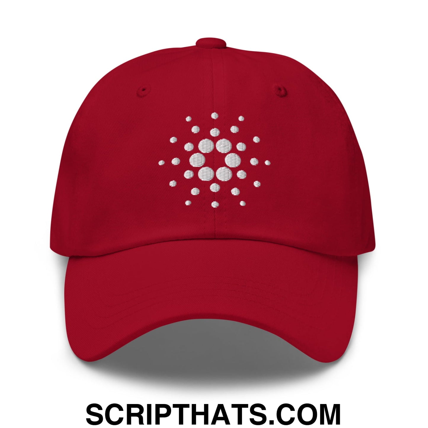 Cardano ADA Crypto Currency Embroidered Unstructured Dad Hat Cranberry