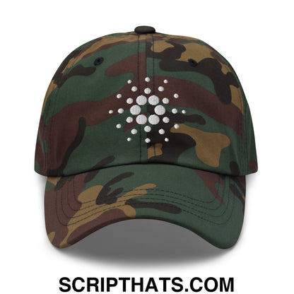 Cardano ADA Crypto Currency Embroidered Unstructured Dad Hat Green Camo