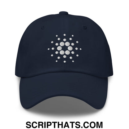 Cardano ADA Crypto Currency Embroidered Unstructured Dad Hat Navy