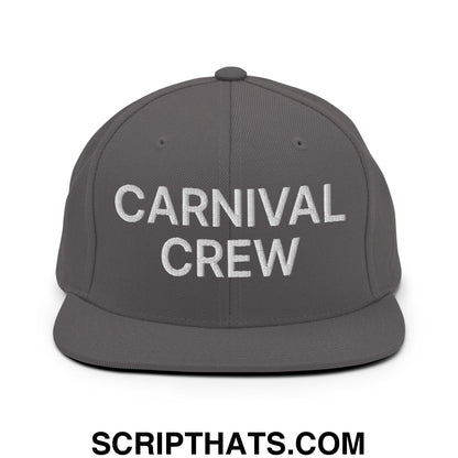 Carnival Crew Carny Work Embroidered Flat Bill Brim Snapback Hat Dark Grey
