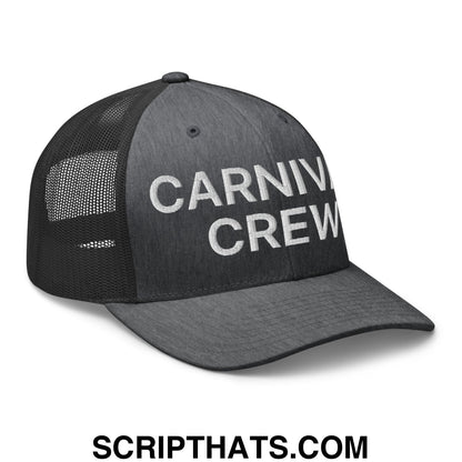 Carnival Crew Carny Work Embroidered Mesh Trucker Hat Dark Heather Gray
