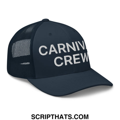 Carnival Crew Carny Work Embroidered Mesh Trucker Hat Navy