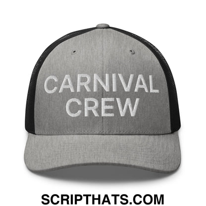 Carnival Crew Carny Work Embroidered Mesh Trucker Hat Heather Black