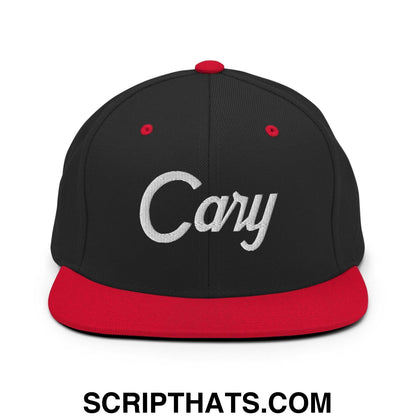 Cary Script Snapback Hat Black Red