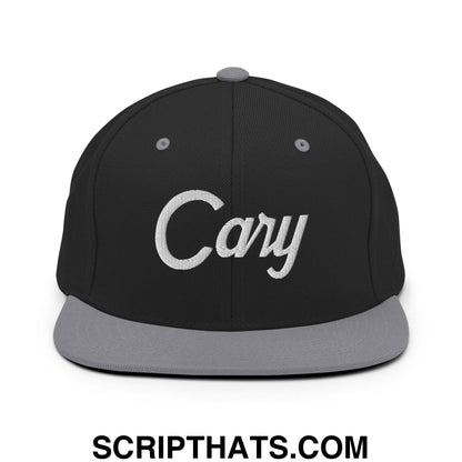Cary Script Snapback Hat Black Silver
