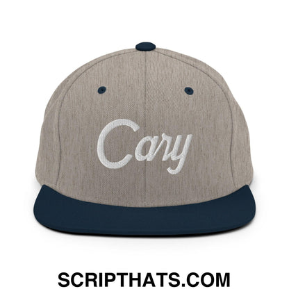 Cary Script Snapback Hat Heather Grey Navy