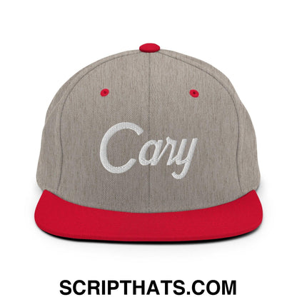 Cary Script Snapback Hat Heather Grey Red