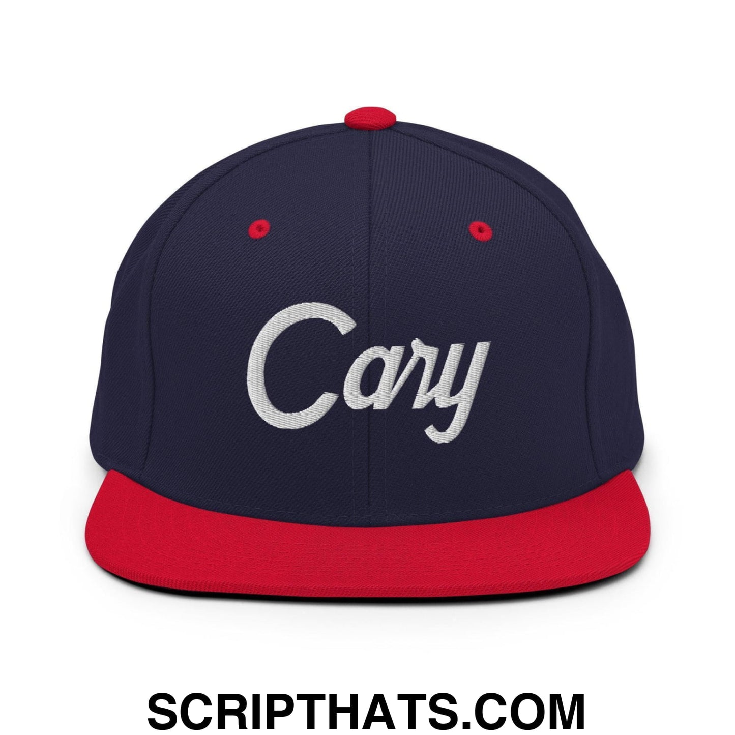 Cary Script Snapback Hat Navy Red