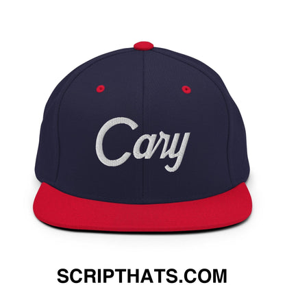 Cary Script Snapback Hat Navy Red