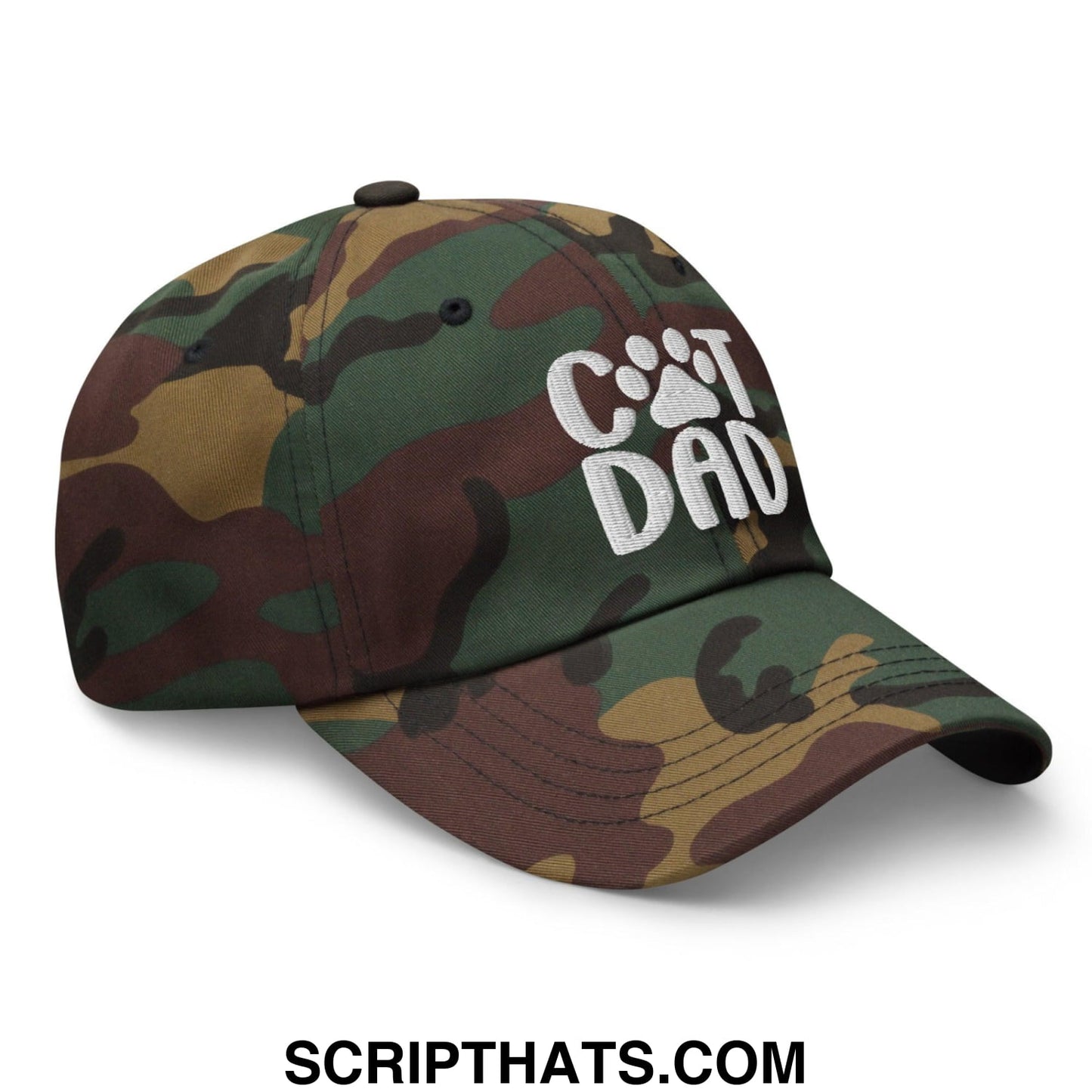Cat Dad Embroidered Dad Hat Green Camo