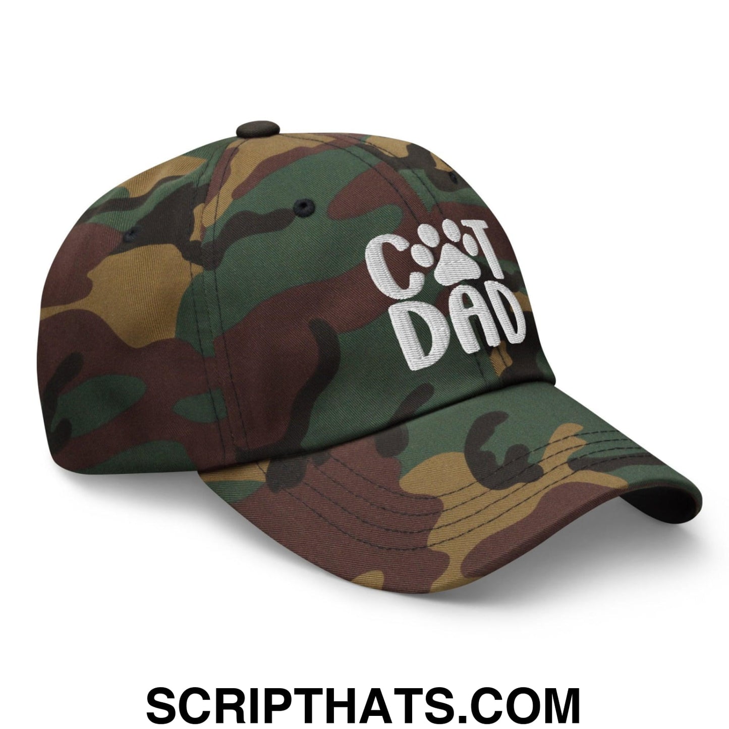 Cat Dad Embroidered Dad Hat Green Camo