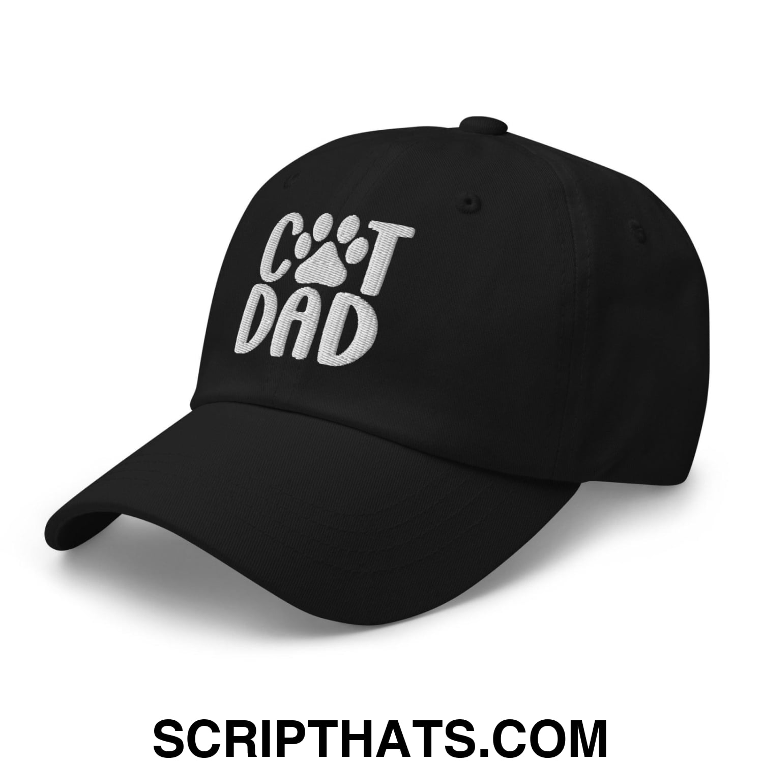 Cat Dad Embroidered Dad Hat Black