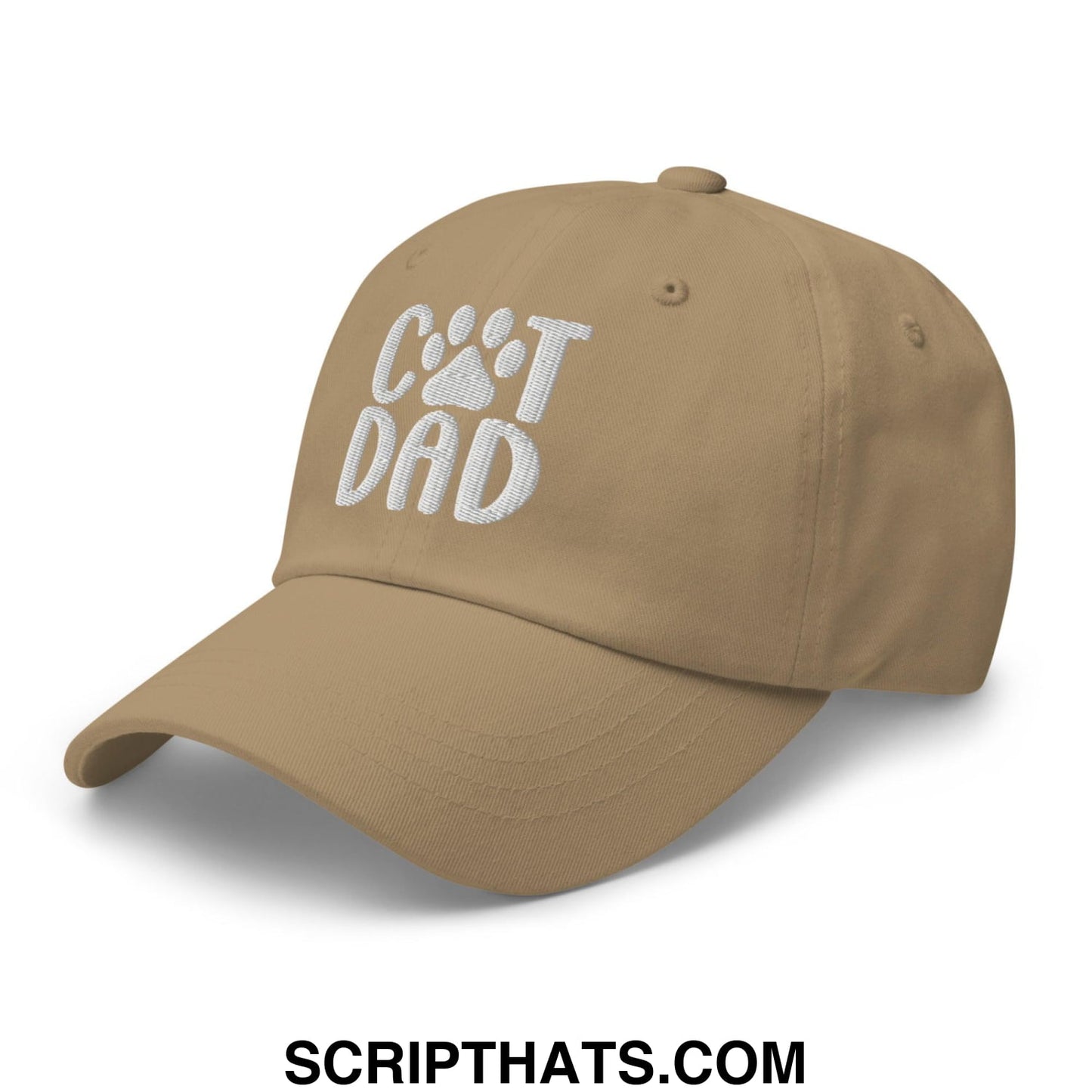 Cat Dad Embroidered Dad Hat Khaki