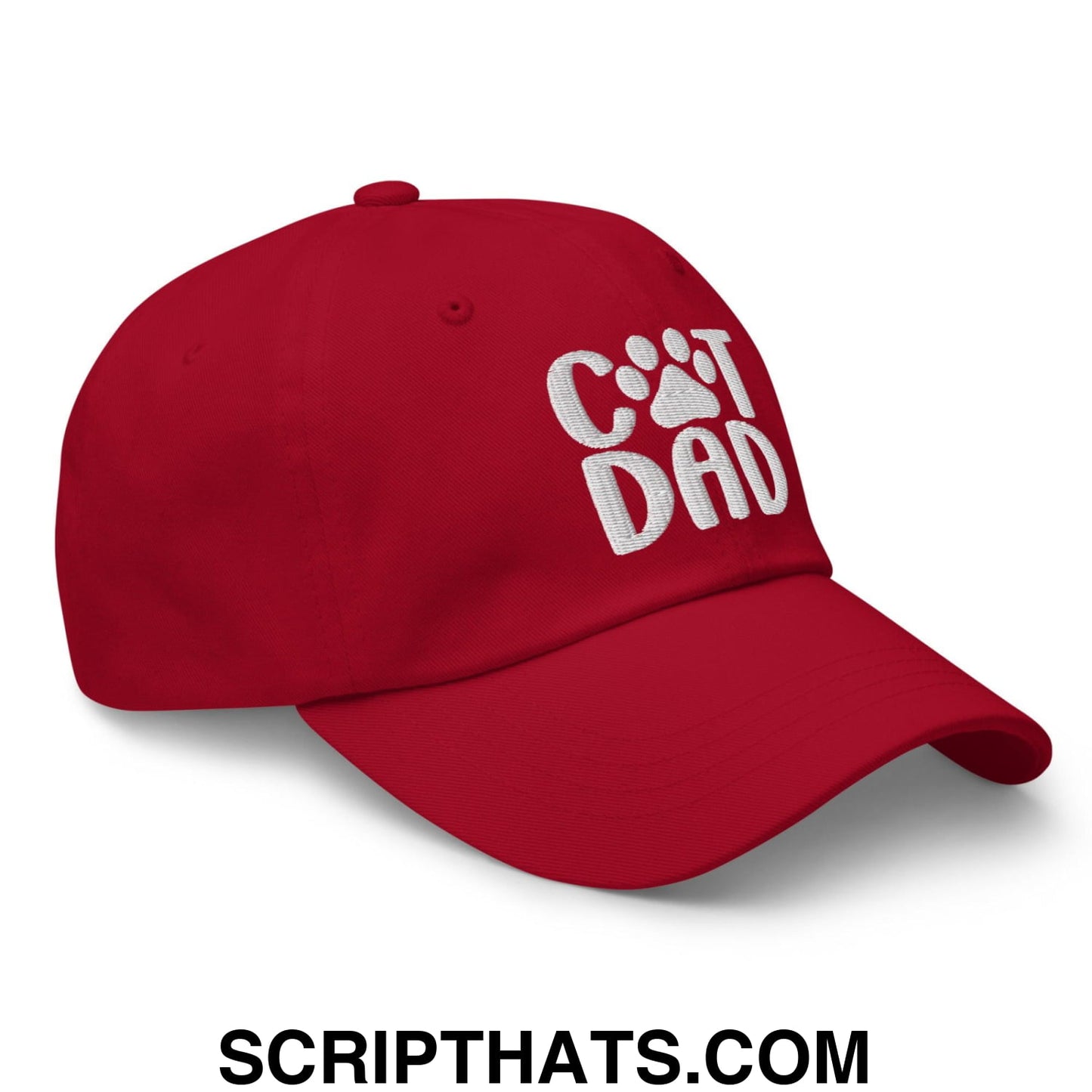 Cat Dad Embroidered Dad Hat Cranberry