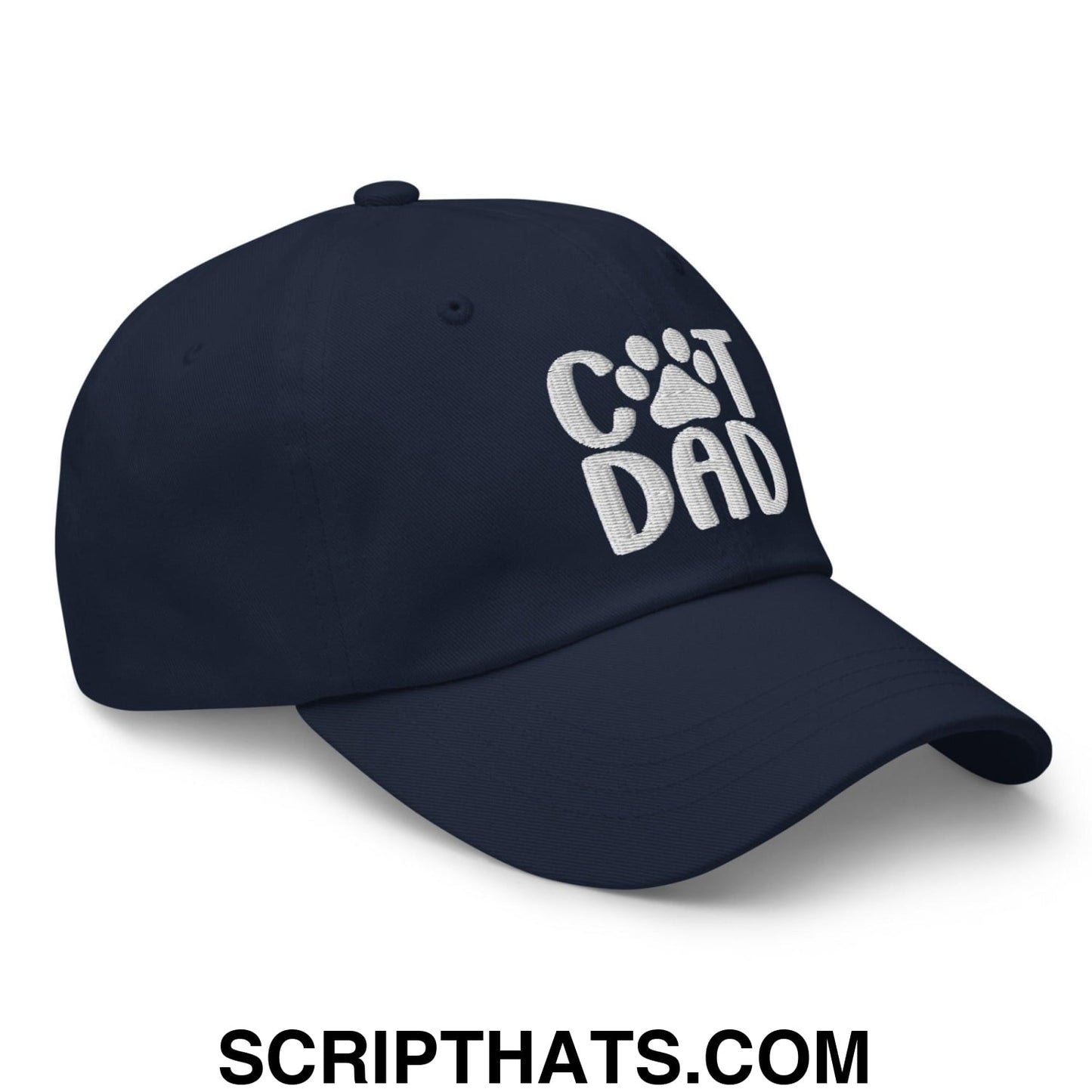Cat Dad Embroidered Dad Hat Navy