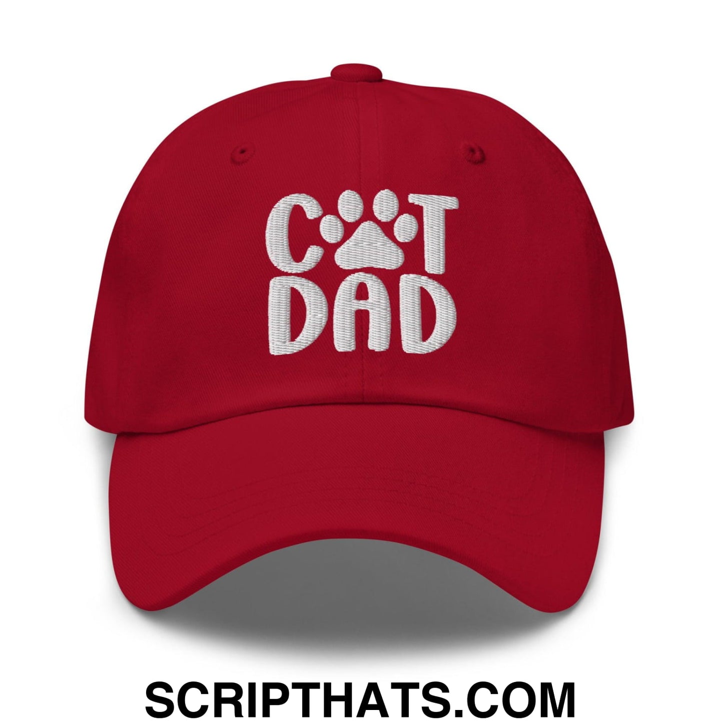 Cat Dad Embroidered Dad Hat Cranberry