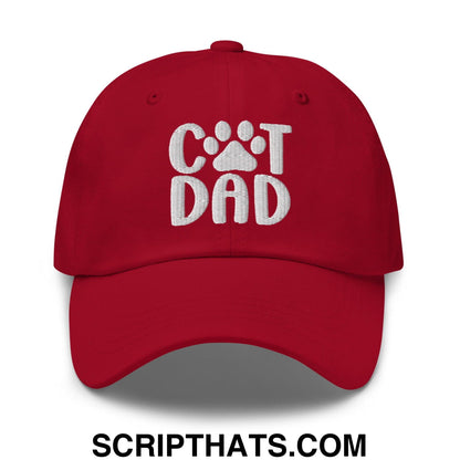 Cat Dad Embroidered Dad Hat Cranberry