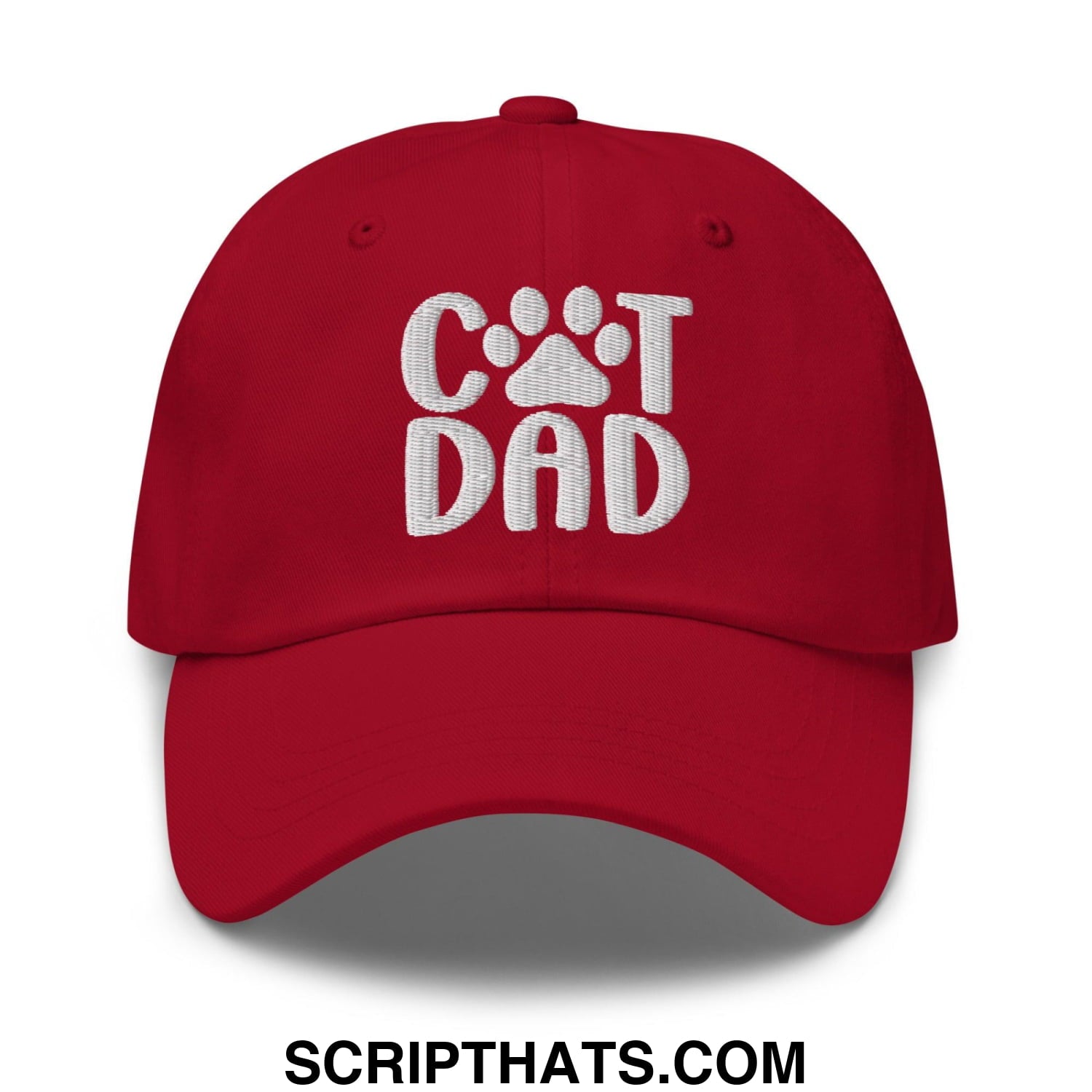 Cat Dad Embroidered Dad Hat Cranberry