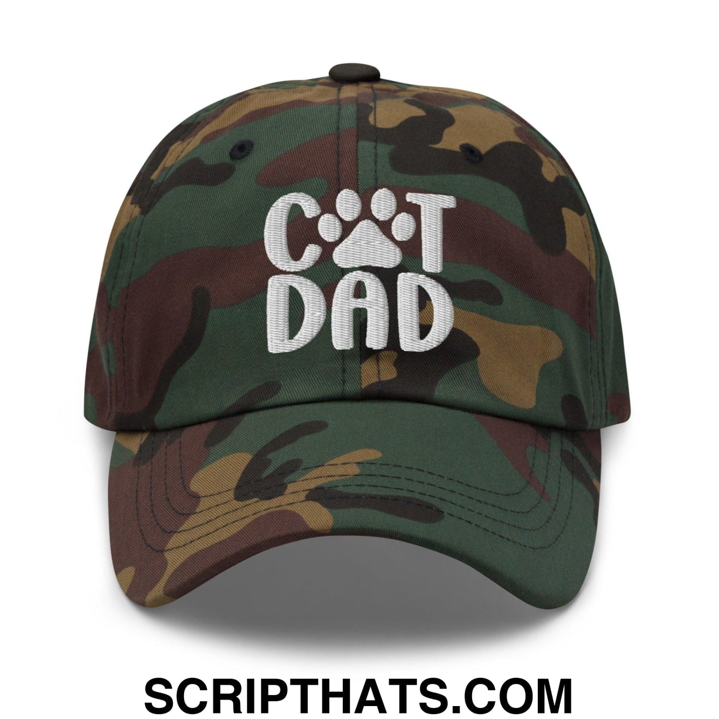 Cat Dad Embroidered Dad Hat Green Camo