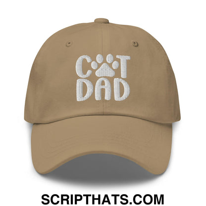Cat Dad Embroidered Dad Hat Khaki