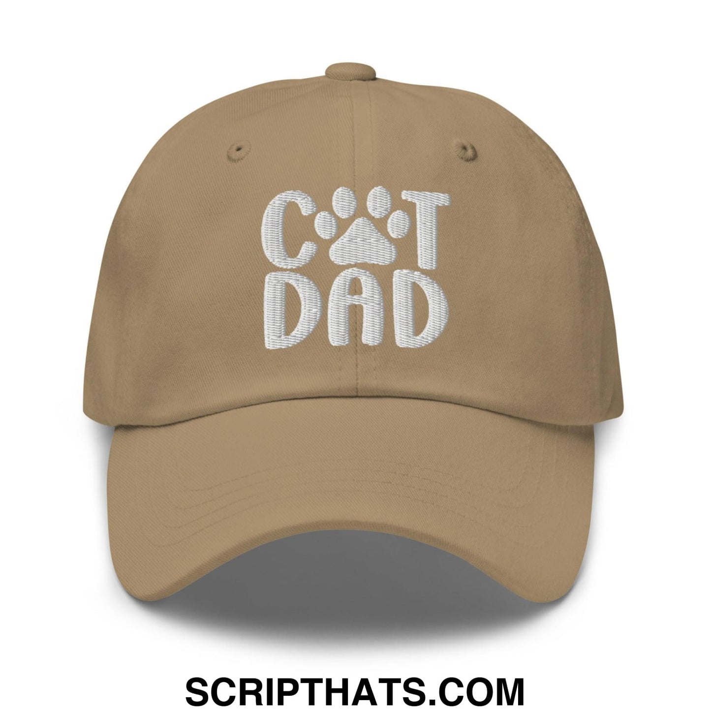 Cat Dad Embroidered Dad Hat Khaki