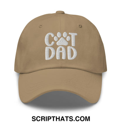 Cat Dad Embroidered Dad Hat Khaki