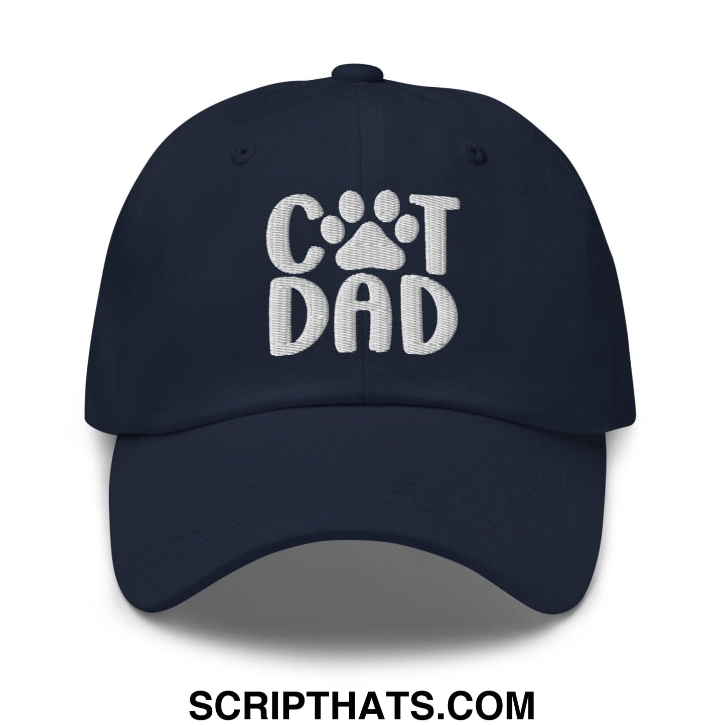 Cat Dad Embroidered Dad Hat Navy