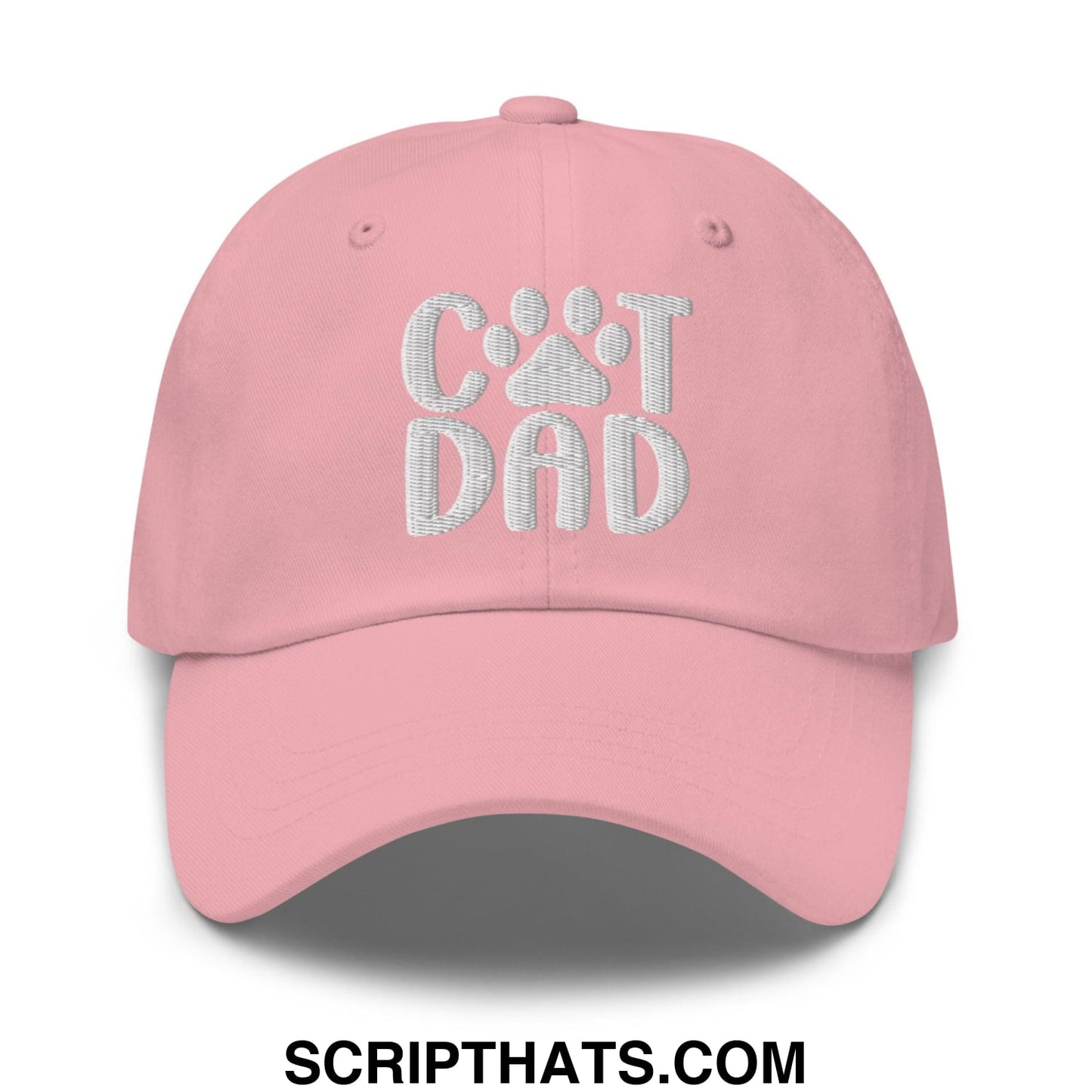 Cat Dad Embroidered Dad Hat Pink