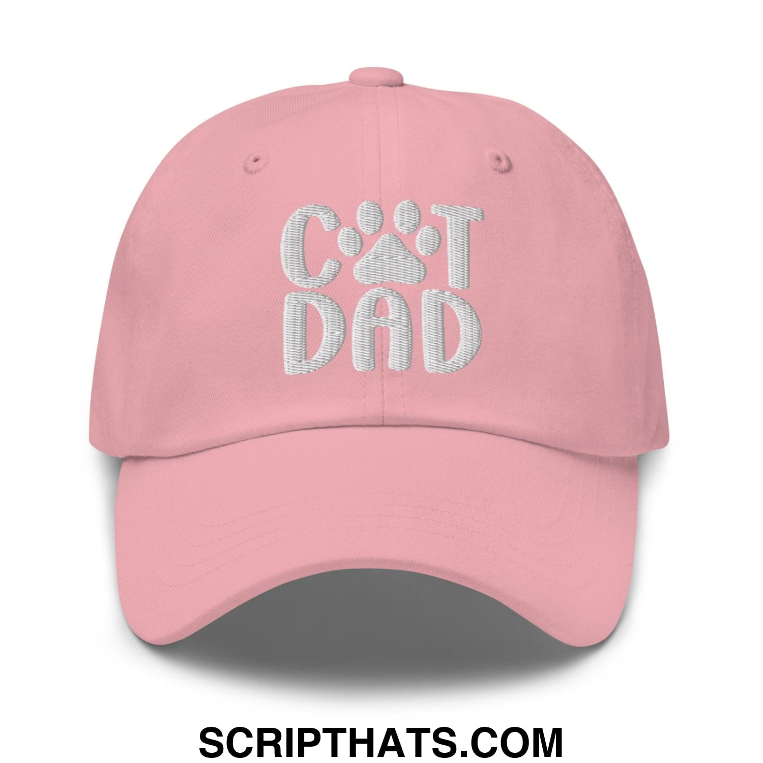 Cat Dad Embroidered Dad Hat Pink