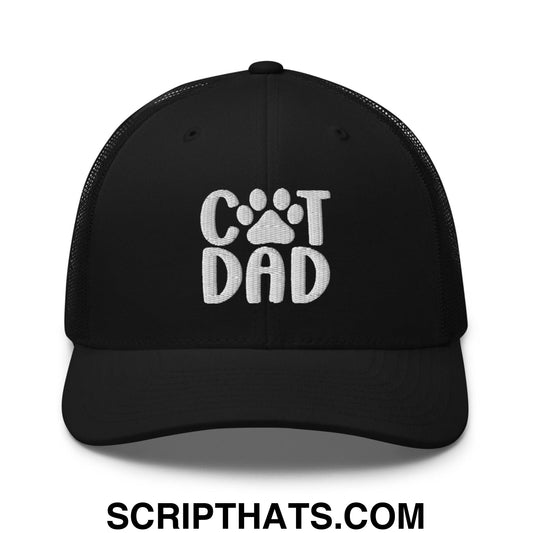 Cat Dad Embroidered Mesh Trucker Hat Black