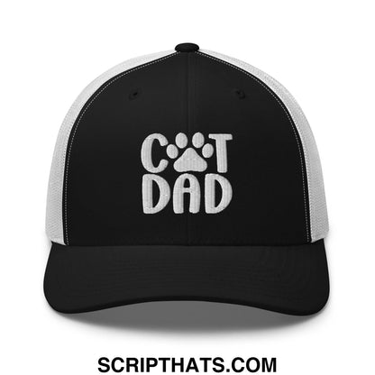 Cat Dad Embroidered Mesh Trucker Hat Black White