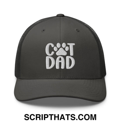 Cat Dad Embroidered Mesh Trucker Hat Charcoal