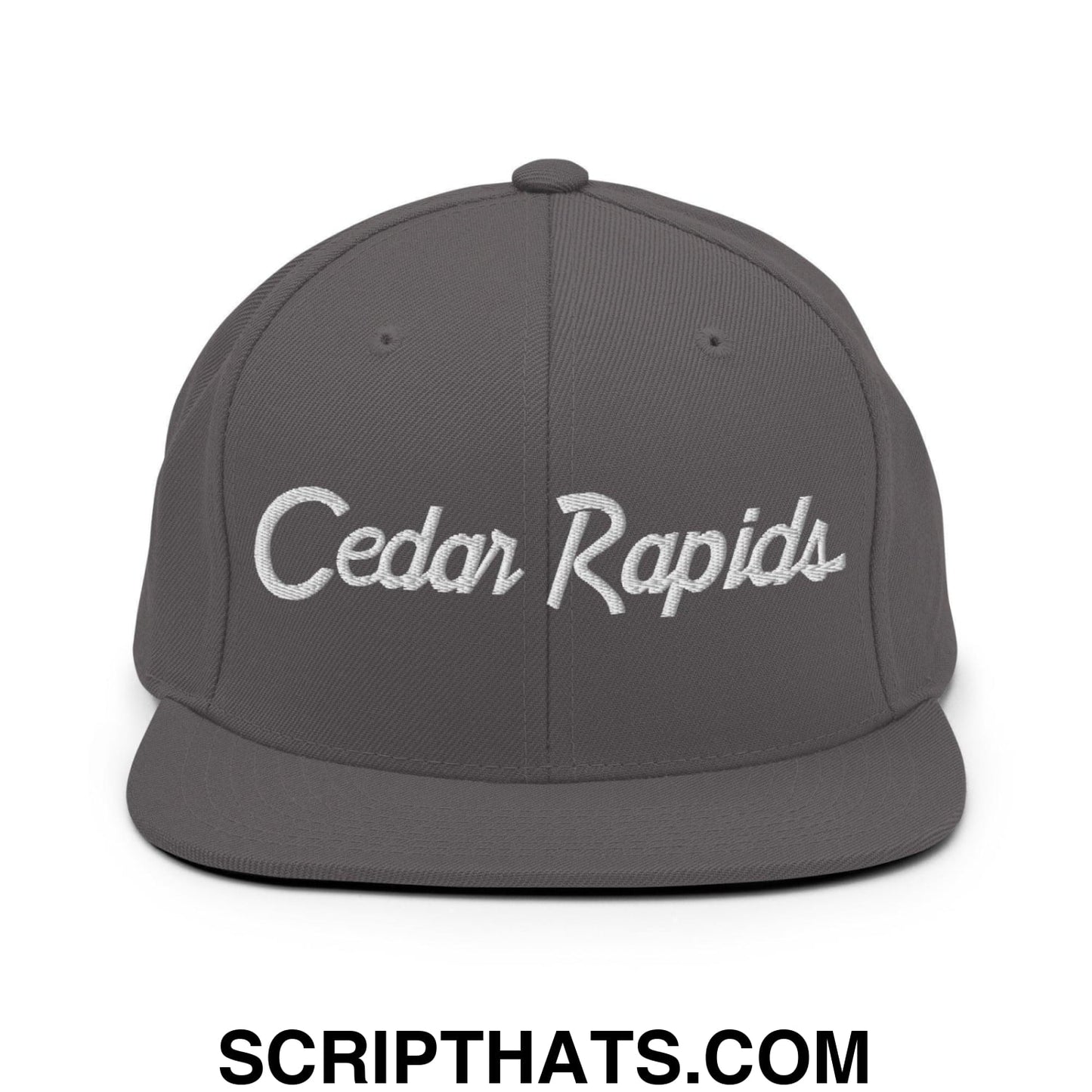 Cedar Rapids Script Snapback Hat Dark Grey