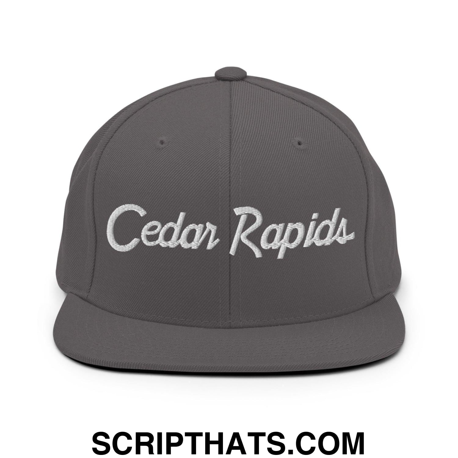 Cedar Rapids Script Snapback Hat Dark Grey
