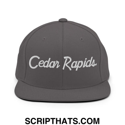 Cedar Rapids Script Snapback Hat Dark Grey