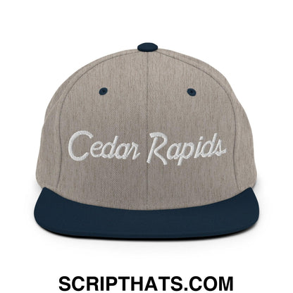 Cedar Rapids Script Snapback Hat Heather Grey Navy