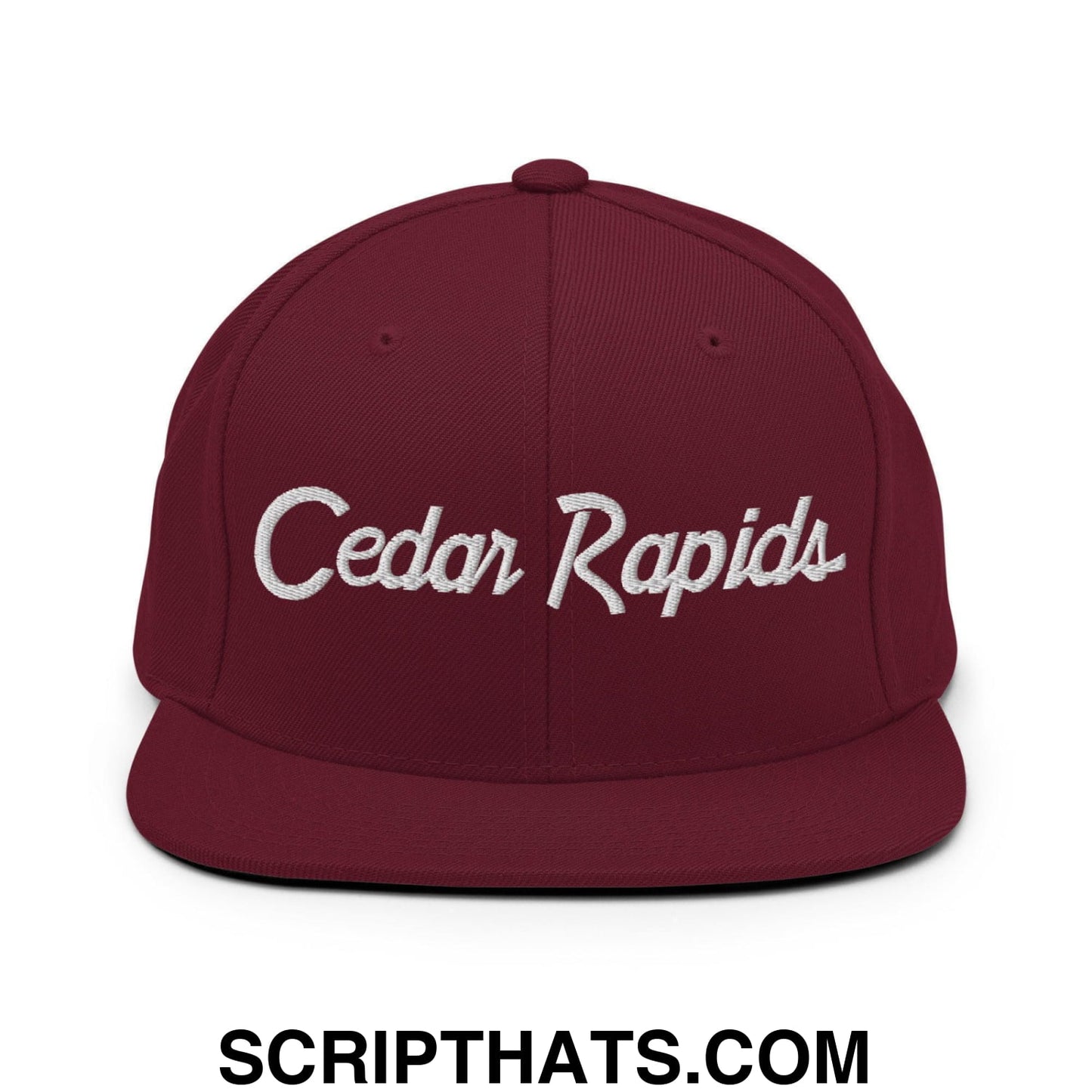 Cedar Rapids Script Snapback Hat Maroon