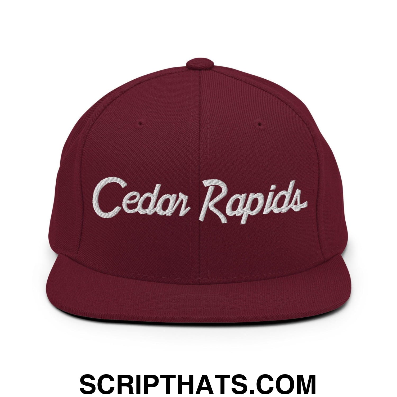 Cedar Rapids Script Snapback Hat Maroon