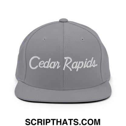 Cedar Rapids Script Snapback Hat Silver