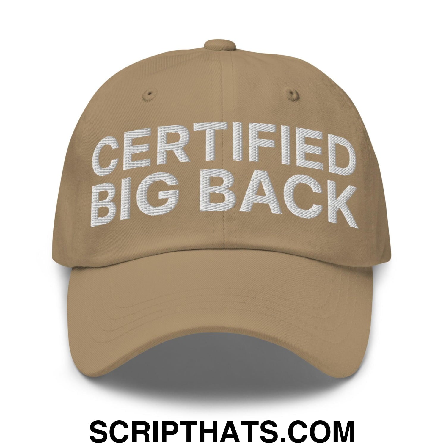 Certified Big Back Embroidered Dad Hat Khaki