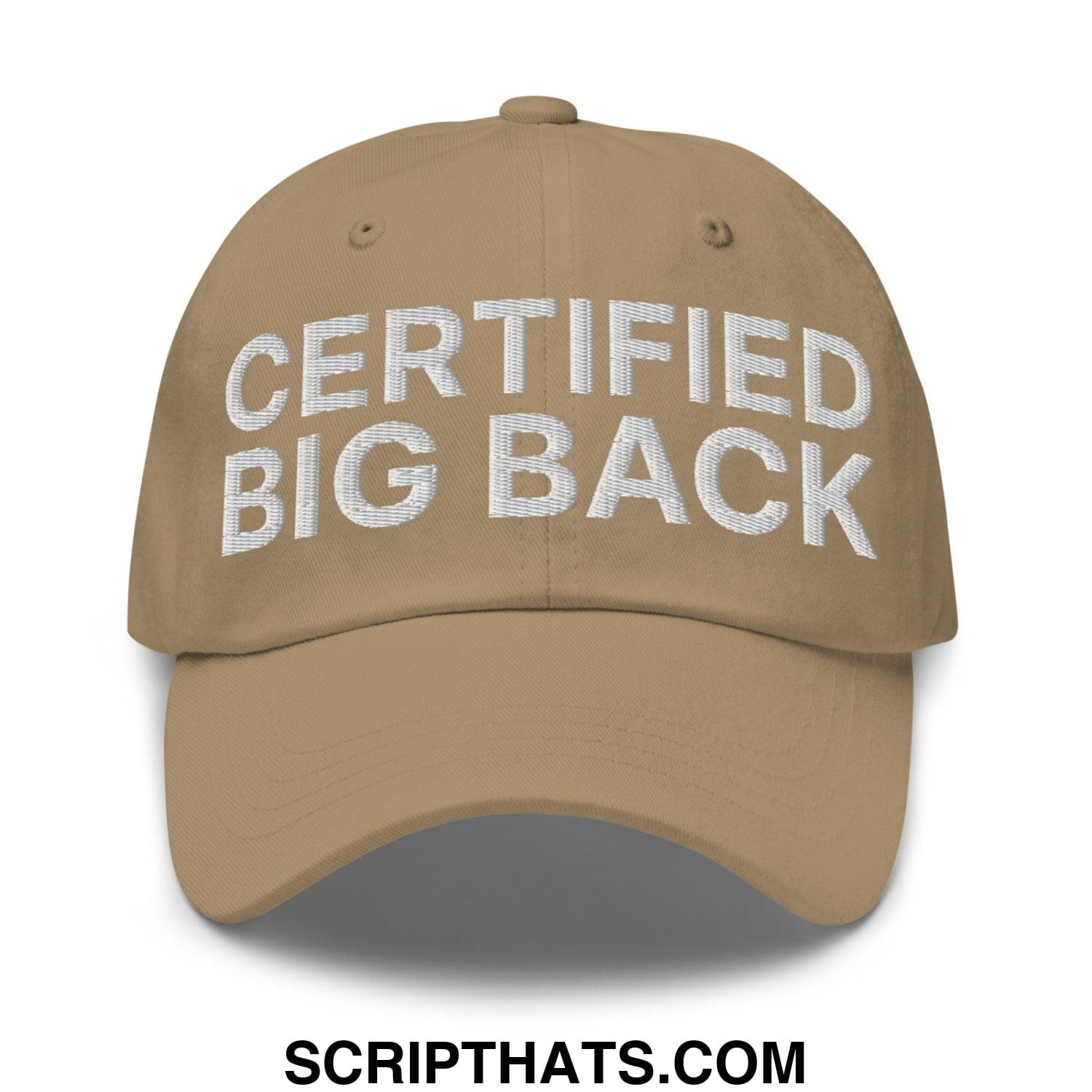 Certified Big Back Embroidered Dad Hat Khaki