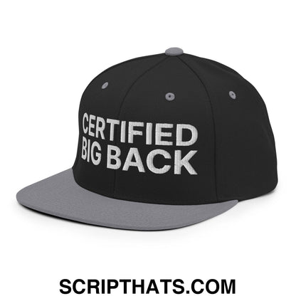Certified Big Back Embroidered Flat Bill Brim Snapback Hat Black Silver