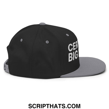 Certified Big Back Embroidered Flat Bill Brim Snapback Hat Black Silver