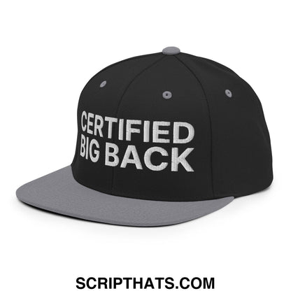 Certified Big Back Embroidered Flat Bill Brim Snapback Hat Black Silver